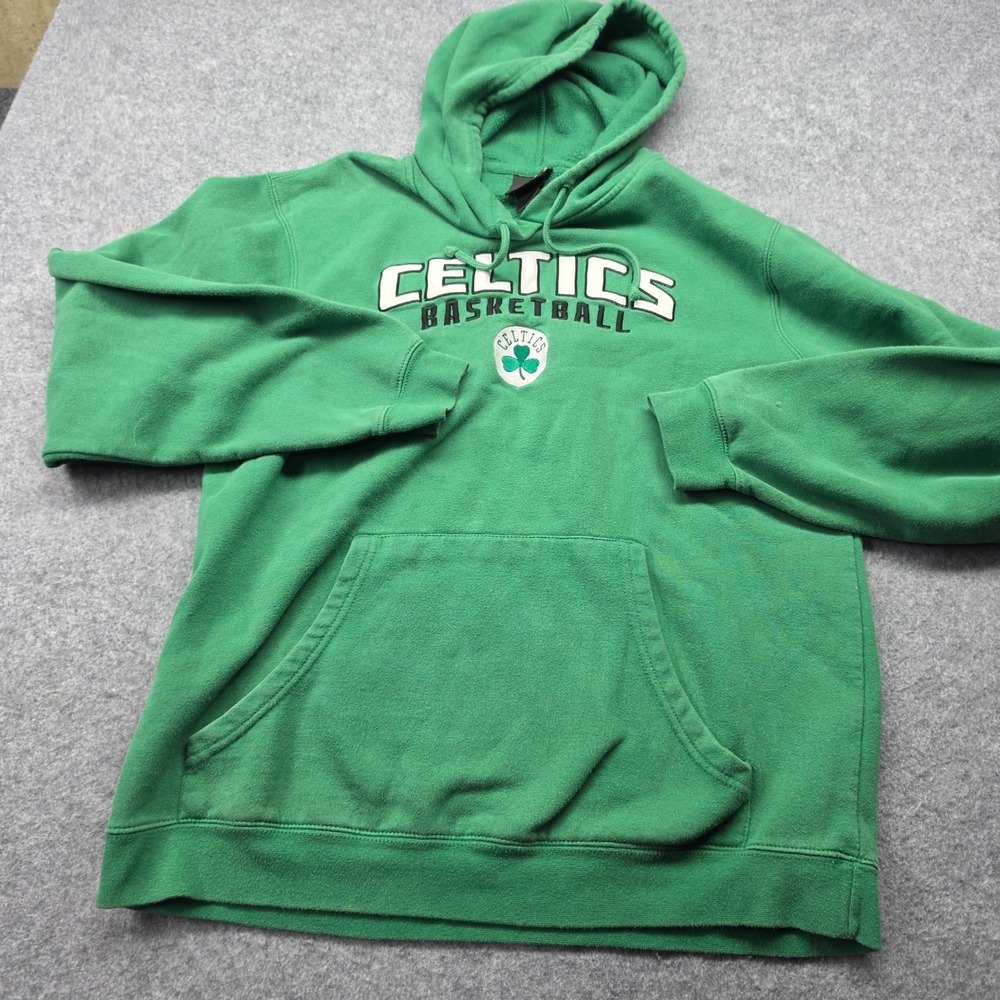 Adidas Boston Celtics Basketball Hoodie Mens Medium Green Embroidered Pullover
